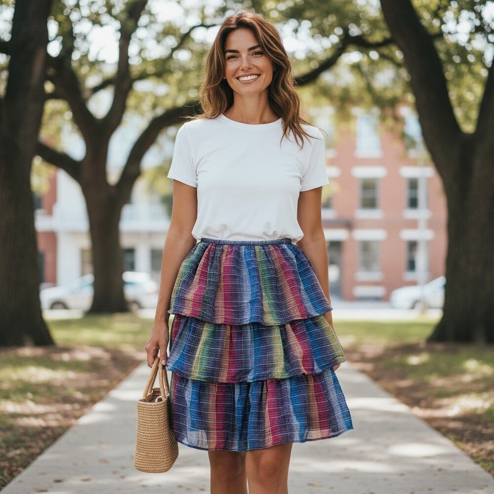 BEAUTIFUL WATERFALL CIELUN SKIRT WITH GOLD THREAD ACCENT
